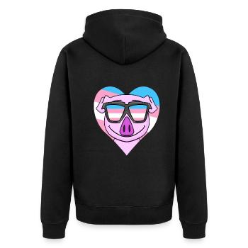 Transgender Transsexuell Schwein Geschenk - Unisex Premium Bio Zip Hoodie - Schwarz - Hinten - Nico (187cm)