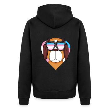 Transgender Transsexuell Bernhardiner Hund - Unisex Premium Bio Zip Hoodie - Schwarz - Hinten - Nico (187cm)