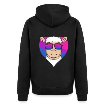 Bisexuell Schaf Geschenk - Unisex Premium Bio Zip Hoodie - Schwarz - Hinten - Nico (187cm)