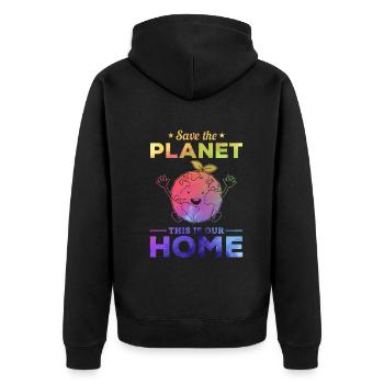 Lustiger Tag der Erde - Rette den Planeten Dies - Unisex Premium Bio Zip Hoodie - Schwarz - Hinten - Nico (187cm)