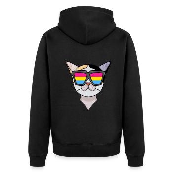 Pansexual Japanese Bobtail Longhair Cat - Unisex Premium Organic Zip Hoodie - black - Back - Nico (187cm)