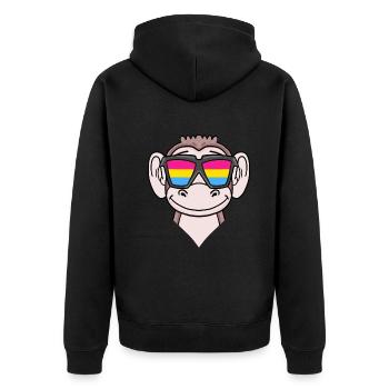 Pansexual Monkey Gift - Unisex Premium Organic Zip Hoodie - black - Back - Nico (187cm)