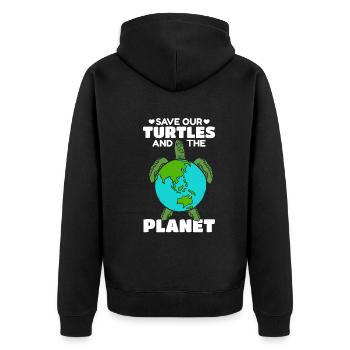 Journée de la tortue de mer : je sauve notre - Veste à capuche bio Premium Unisexe - noir - Dos - Nico (187cm)