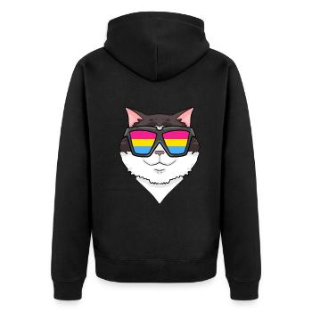 Pansexuell Ragdoll - Katze mit Brille - Unisex Premium Bio Zip Hoodie - Schwarz - Hinten - Nico (187cm)