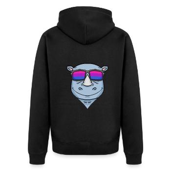 Bisexuell Nashorn Geschenk - Unisex Premium Bio Zip Hoodie - Schwarz - Hinten - Nico (187cm)