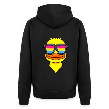 Pansexuell Ente - Ente mit Brille - Unisex Premium Bio Zip Hoodie - Schwarz - Hinten - Nico (187cm)