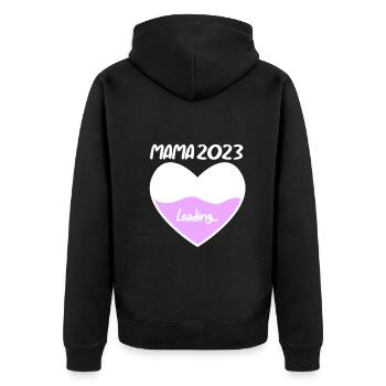Mama 2023 Mutter Schwangerschaft Schwanger - Unisex Premium Bio Zip Hoodie - Schwarz - Hinten - Nico (187cm)