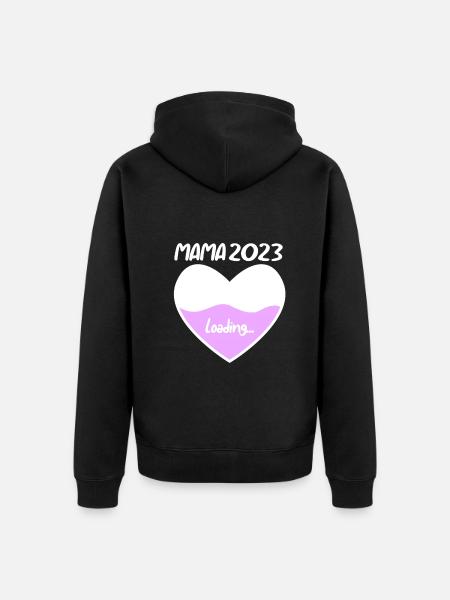 Maman 2023 Mère Grossesse Enceinte - Veste à capuche bio Premium Unisexe - noir