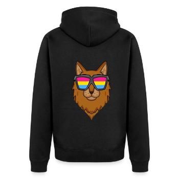 Chat somalien pansexuel - Chat avec lunettes - Veste à capuche bio Premium Unisexe - noir - Dos - Nico (187cm)