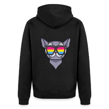 Pansexual British Shorthair - Chat avec lunettes - Veste à capuche bio Premium Unisexe - noir - Dos - Nico (187cm)