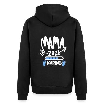 Mama 2023 Mutter Schwangerschaft Schwanger - Unisex Premium Bio Zip Hoodie - Schwarz - Hinten - Nico (187cm)