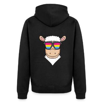 Pansexuell Schaf Geschenk - Unisex Premium Bio Zip Hoodie - Schwarz - Hinten - Nico (187cm)