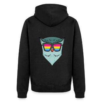 Pansexuell Eule - Eule mit Brille - Unisex Premium Bio Zip Hoodie - Schwarz - Hinten - Nico (187cm)