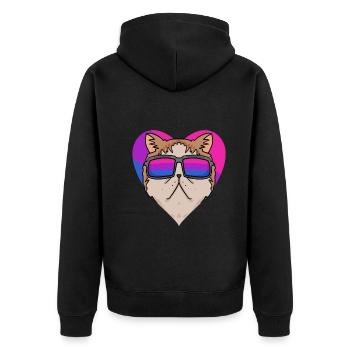 Bisexuell Exotische Kurzhaarkatze Katze Geschenk - Unisex Premium Bio Zip Hoodie - Schwarz - Hinten - Nico (187cm)