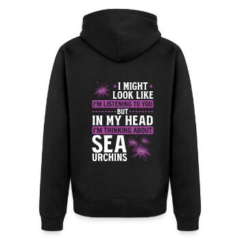 It might seem like I'm listening to you - - Unisex Premium Organic Zip Hoodie - black - Back - Nico (187cm)
