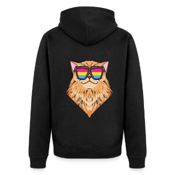 Pansexual Persian Cat - Cat with Glasses - Unisex Premium Organic Zip Hoodie - black - Back - Nico (187cm)