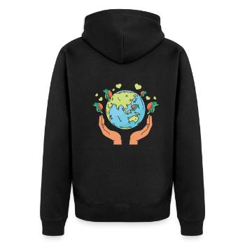 Erde Schildkrötenherzen Umwelt Erde Tag - Unisex Premium Bio Zip Hoodie - Schwarz - Hinten - Nico (187cm)
