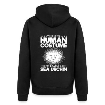 Das ist mein menschliches Kostüm Ich bin wirklich - Unisex Premium Bio Zip Hoodie - Schwarz - Hinten - Nico (187cm)
