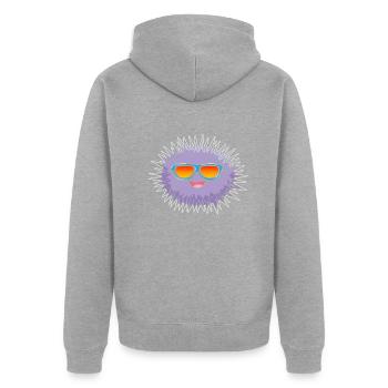 Lustiger Seeigel mit Sonnenbrille Lustiger Seeigel - Unisex Premium Bio Zip Hoodie - Grau meliert - Hinten - Nico (187cm)