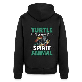 Schildkröte ist mein Geist Tier — Süße Schildkröte - Unisex Premium Bio Zip Hoodie - Schwarz - Hinten - Nico (187cm)