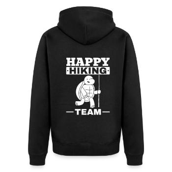Outdoor Wandern Schildkröte Glückliches Wanderteam - Unisex Premium Bio Zip Hoodie - Schwarz - Hinten - Nico (187cm)