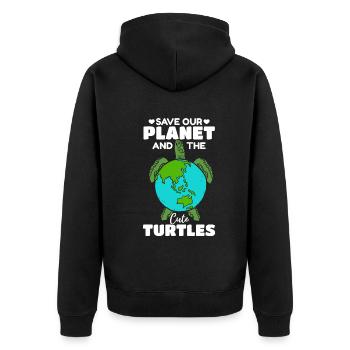 Sea Turtle Day: Save our planet - Unisex Premium Organic Zip Hoodie - black - Back - Nico (187cm)