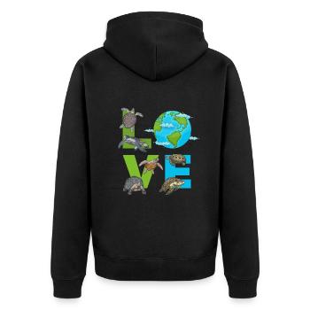 LOVE Turtles Earth Day Turtle Environment Save - Unisex Premium Organic Zip Hoodie - black - Back - Nico (187cm)