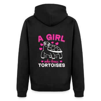 Land Tortoise Turtle Lover Girl - A girl who - Unisex Premium Organic Zip Hoodie - black - Back - Nico (187cm)