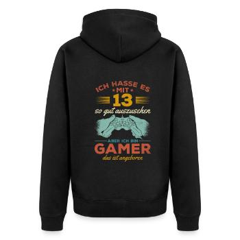 Video Gaming 13 Geburtstag Zocken 13 Jahre Video - Unisex Premium Bio Zip Hoodie - Schwarz - Hinten - Nico (187cm)