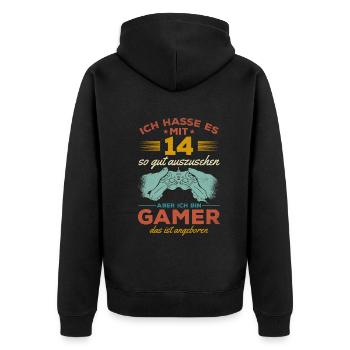 Video Gaming 14. Geburtstag Zocken 14 Jahre Video - Unisex Premium Bio Zip Hoodie - Schwarz - Hinten - Nico (187cm)