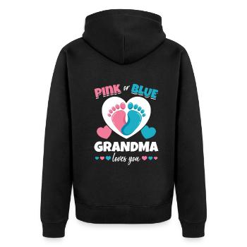 Pink or blue grandma Loves You - Unisex Premium Organic Zip Hoodie - black - Back - Nico (187cm)