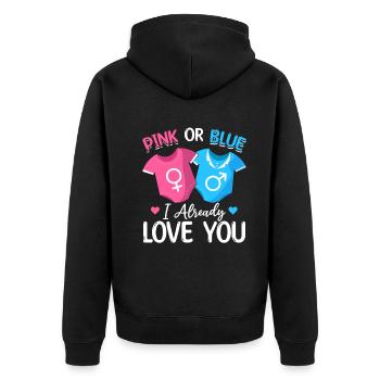Rose ou Bleu je t’aime déjà - Bébé - Veste à capuche bio Premium Unisexe - noir - Dos - Nico (187cm)