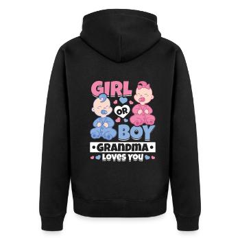 Fille ou garçon grand-mère vous aime - sexe de la - Veste à capuche bio Premium Unisexe - noir - Dos - Nico (187cm)