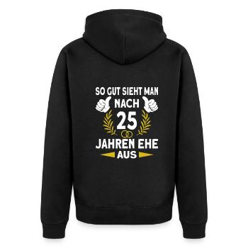 Silberne Hochzeit Silberhochzeit 25 Hochzeitstag - Unisex Premium Bio Zip Hoodie - Schwarz - Hinten - Nico (187cm)
