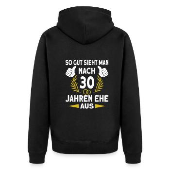 Perlenhochzeit 30 Hochzeitstag Ehemann Ehefrau - Unisex Premium Bio Zip Hoodie - Schwarz - Hinten - Nico (187cm)