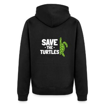 Rettet die Schildkröten - Unisex Premium Bio Zip Hoodie - Schwarz - Hinten - Nico (187cm)