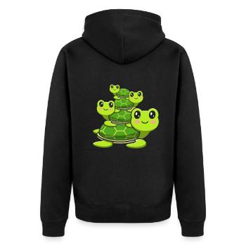 Stacked turtles, cute turtles, - Unisex Premium Organic Zip Hoodie - black - Back - Nico (187cm)