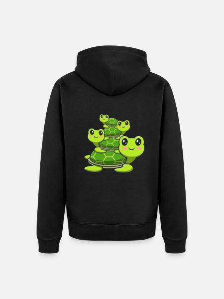 Stacked turtles, cute turtles, - Unisex Premium Organic Zip Hoodie - black