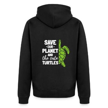 Turtle Environment: Save Our Planet and - Unisex Premium Organic Zip Hoodie - black - Back - Nico (187cm)