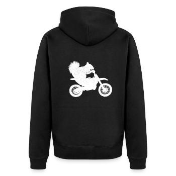 Lustiges Eichhörnchen Dirtbike Motocross Lustiges - Unisex Premium Bio Zip Hoodie - Schwarz - Hinten - Nico (187cm)