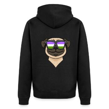 Genderqueer Chien Lgbt Carlin - Veste à capuche bio Premium Unisexe - noir - Dos - Nico (187cm)