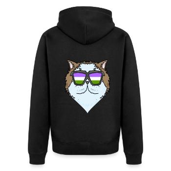 Genderqueer Chat Lgbt Chat Persan - Veste à capuche bio Premium Unisexe - noir - Dos - Nico (187cm)