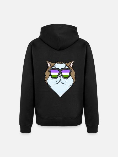 Genderqueer Chat Lgbt Chat Persan - Veste à capuche bio Premium Unisexe - noir