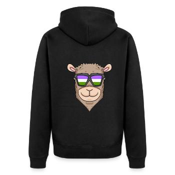 Genderqueer Lama Alpaga - Veste à capuche bio Premium Unisexe - noir - Dos - Nico (187cm)