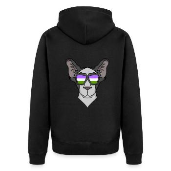 Genderqueer Lgbt Cat Oriental Shorthair - Veste à capuche bio Premium Unisexe - noir - Dos - Nico (187cm)