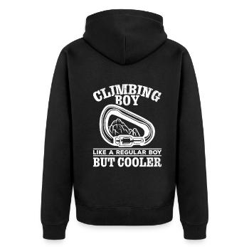 Bergsteigen Junge Climber Boy Klettern Bouldern - Unisex Premium Bio Zip Hoodie - Schwarz - Hinten - Nico (187cm)