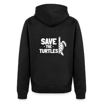 Liebhaber von Schildkröten zum Tag der Erde — - Unisex Premium Bio Zip Hoodie - Schwarz - Hinten - Nico (187cm)