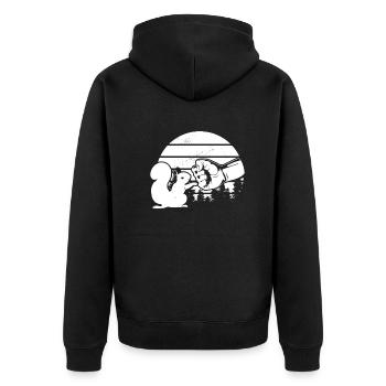 Funny squirrel, fist thrust, squirrel - Unisex Premium Organic Zip Hoodie - black - Back - Nico (187cm)