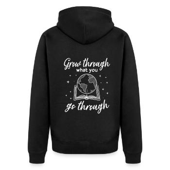 Librarian Book Reading Grow Through What You Go - Unisex Premium Organic Zip Hoodie - black - Back - Nico (187cm)