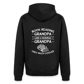 Lire des livres grand-père comme un grand-père normal seulement - Veste à capuche bio Premium Unisexe - noir - Dos - Nico (187cm)
